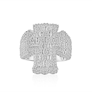 6CT Baguette Round Diamond Cross Ring