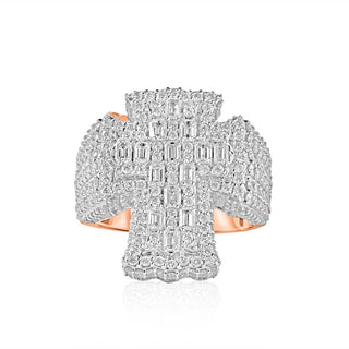 6CT Baguette Round Diamond Cross Ring