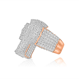 6CT Baguette Round Diamond Cross Ring