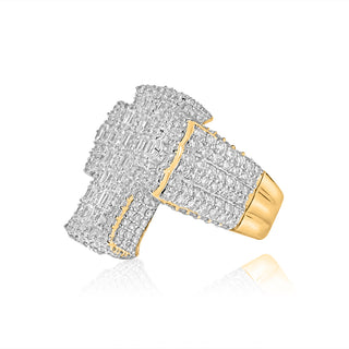 6CT Baguette Round Diamond Cross Ring