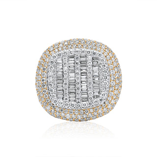 7CT Round Baguette Diamond Square Ring