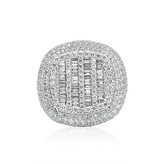 7CT Round Baguette Diamond Square Ring