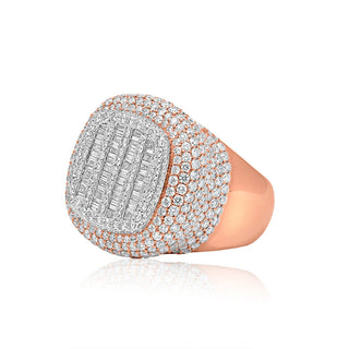 7CT Round Baguette Diamond Square Ring