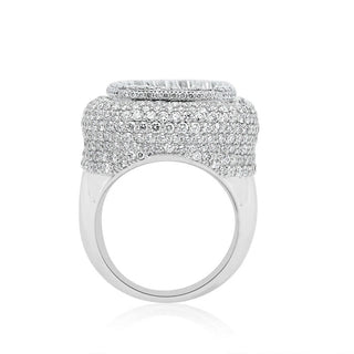 7CT Round Baguette Diamond Square Ring