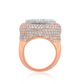 7CT Round Baguette Diamond Square Ring