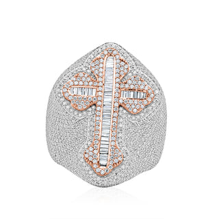 5.5CT Pave Diamond Baguette Cross Ring