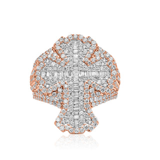 5CT Round Baguette Diamond Cross Ring