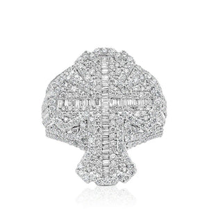 5CT Round Baguette Diamond Cross Ring