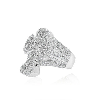 5CT Round Baguette Diamond Cross Ring