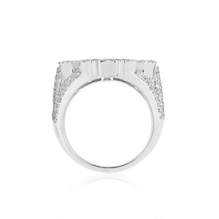 5CT Round Baguette Diamond Cross Ring