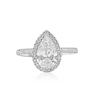 White Gold Women's Lab Diamond Certified Pear Shape Engagement Ring