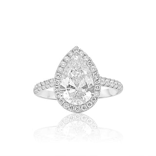 White Gold Women's Lab Diamond Certified Pear Shape Engagement Ring