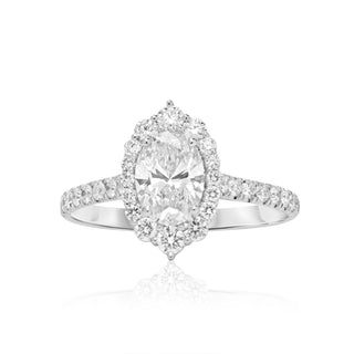 White Gold Women's  Lab Diamond Certified Oval Shape Engagement Ring