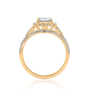 White and Rose Gold Emerald Cut Engagement Ring