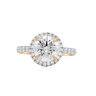 Yellow Gold Women's Lab Diamond Certified Round Shape Engagement Ring