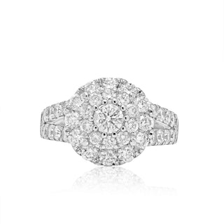 White Gold Women's Raised Cluster Diamond Engagement Ring