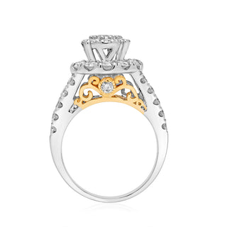 White Gold Women's Raised Cluster Diamond Engagement Ring