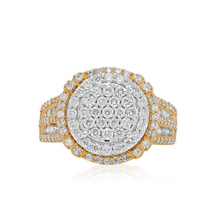 Yellow Gold Cluster Round Diamond Engagement Ring