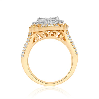 Yellow Gold Cluster Round Diamond Engagement Ring