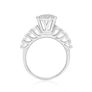 White Gold Women's Cluster Round Diamond Engagement Ring