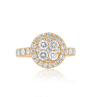 Yellow Gold Women's Cluster Diamond Engagement Ring