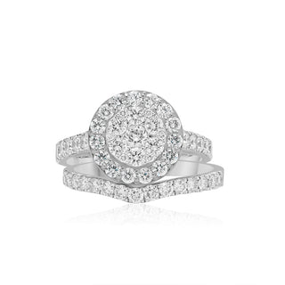 3.25CT Women's Round Cluster Diamond Engagement Ring