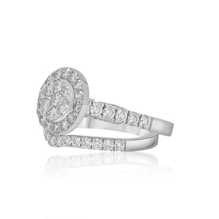 3.25CT Women's Round Cluster Diamond Engagement Ring