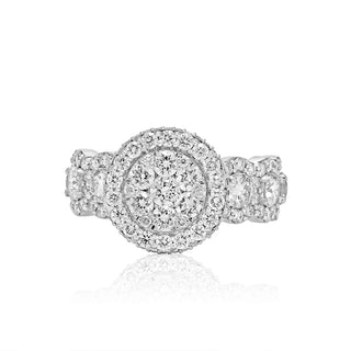 White Gold Women's Round Diamond Cluster Ring