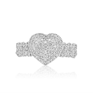 White Gold Women's Diamond Heart Shape Ring