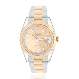 Rolex 40MM Date Just II Yellow Gold Two-Tone 18K Champagne Dial