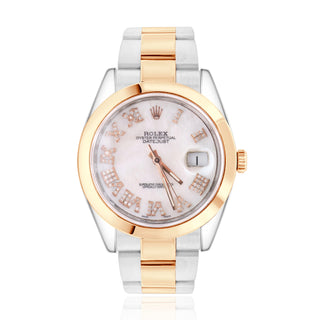 Rolex 40MM Two-Tone Date Just II Rose Gold Smooth 18K Gold Bezel