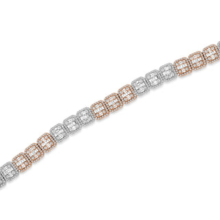 Rose White Diamond Square Baguette Bracelet