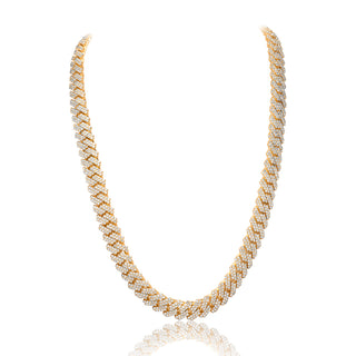 Yellow Gold Diamond Cuban Prong Chain