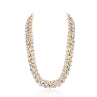 Yellow Gold Cuban Diamond Baguette Chain