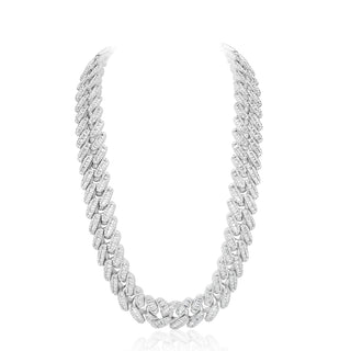 White Gold Cuban Diamond Baguette Chain