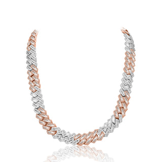 Rose and White Gold Baguette Cuban Chain