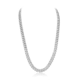 White Gold Cuban Prong Chain