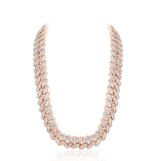 Rose Gold Baguette Diamond Cuban Chain