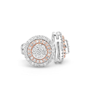 White and Rose Gold Cluster Diamond Earrings