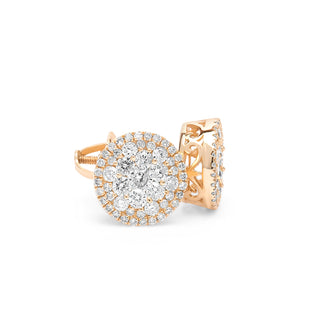 Yellow Gold Diamond Cluster Earrings