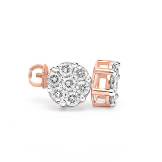 Rose Gold Flower Diamond Earrings