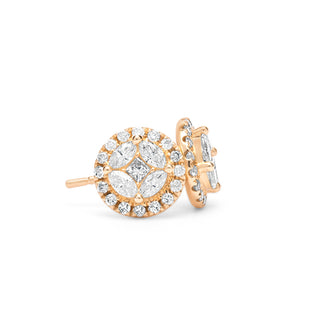 Yellow Gold Pie Cut Diamond Earrings