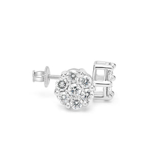 White Gold Flower Diamond Earrings