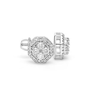 White Gold Cluster Diamond Earrings