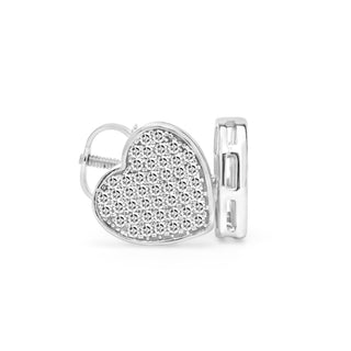 White Gold Pave Heart Diamond Earrings