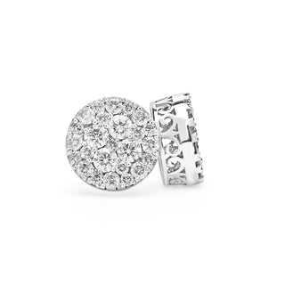 White Gold Round Brilliant Cluster Diamond Earrings