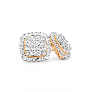 Yellow Gold Diamond Square Shape Earrings