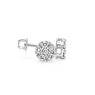 White Gold Flower Diamond Earrings