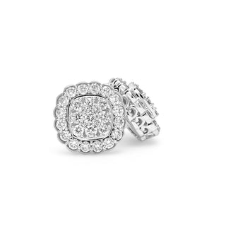 White Gold Halo Diamond Earrings