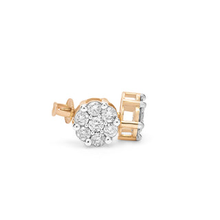 Yellow Gold Flower Design Diamond Earrings